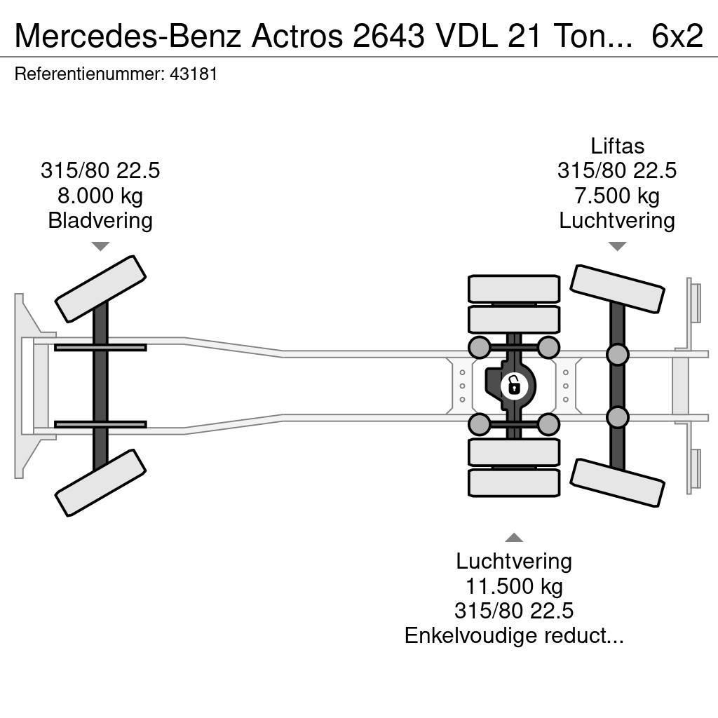 Mercedes-Benz Actros 2643 VDL 21 Ton haakarmsysteem Koukkulava kuorma-autot