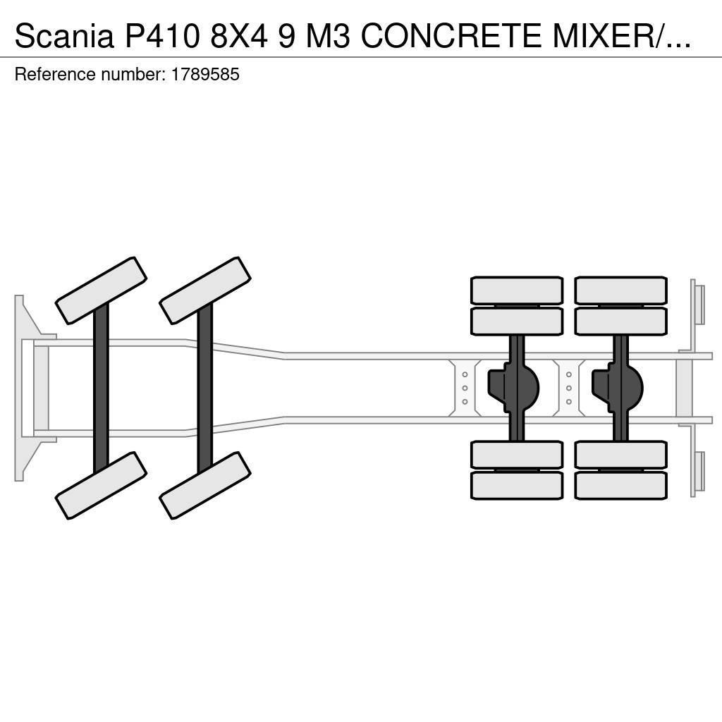 Scania P410 8X4 9 M3 CONCRETE MIXER/MISCHER/MIXER Betonikuorma-autot