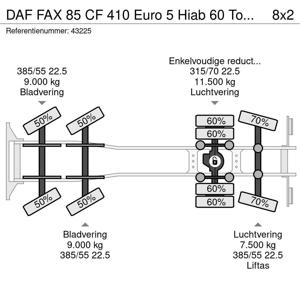 DAF FAX 85 CF 410 Euro 5 Hiab 60 Tonmeter laadkraan Mobiilinosturit