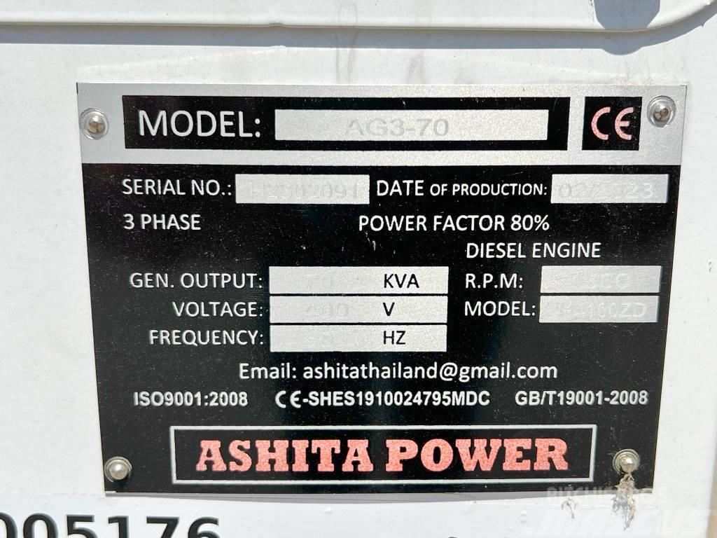 Ashita AG3-70 - 70 KVA New / Unused / CE Certified Diesel Generators