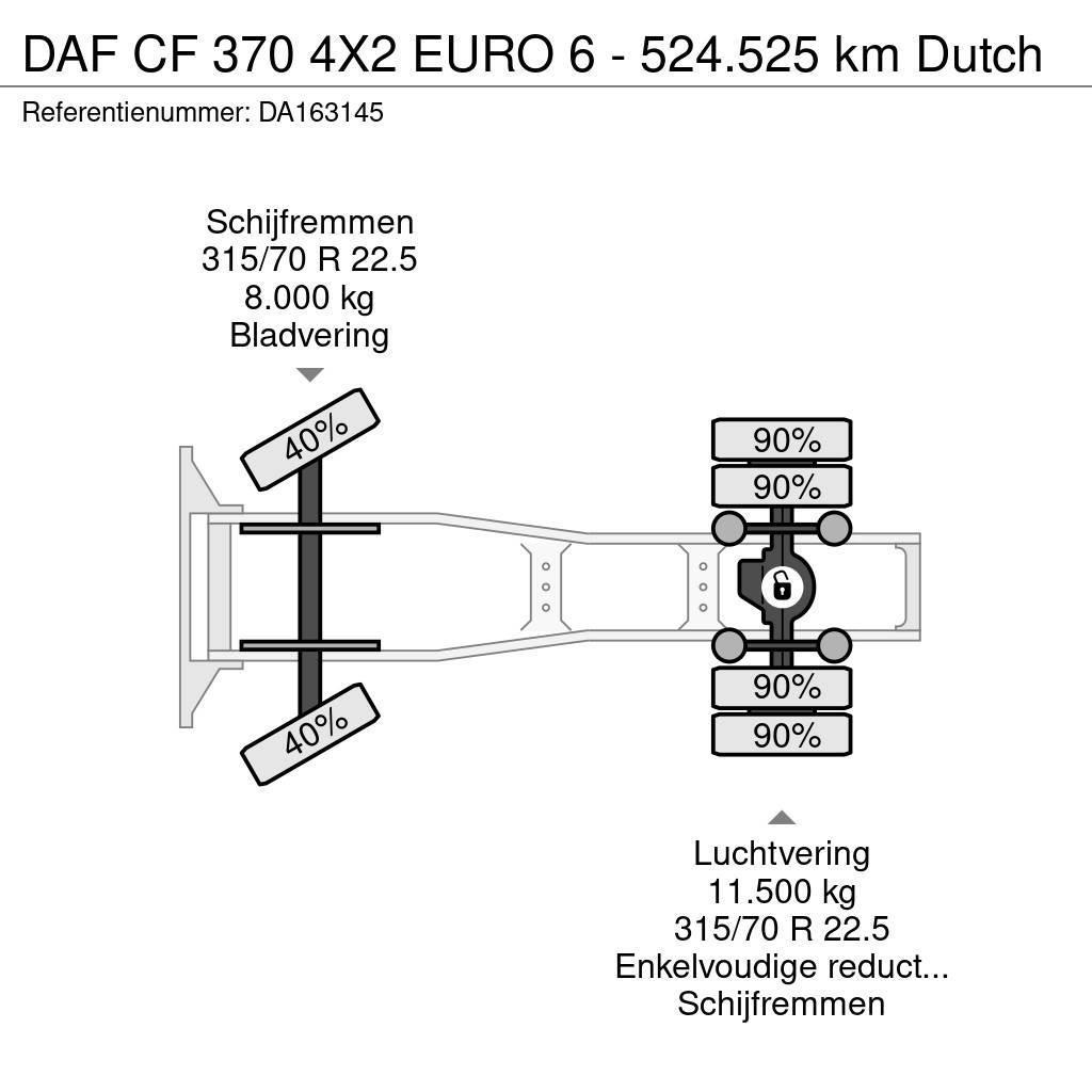 DAF CF 370 4X2 EURO 6 - 524.525 km Dutch Tractor Units