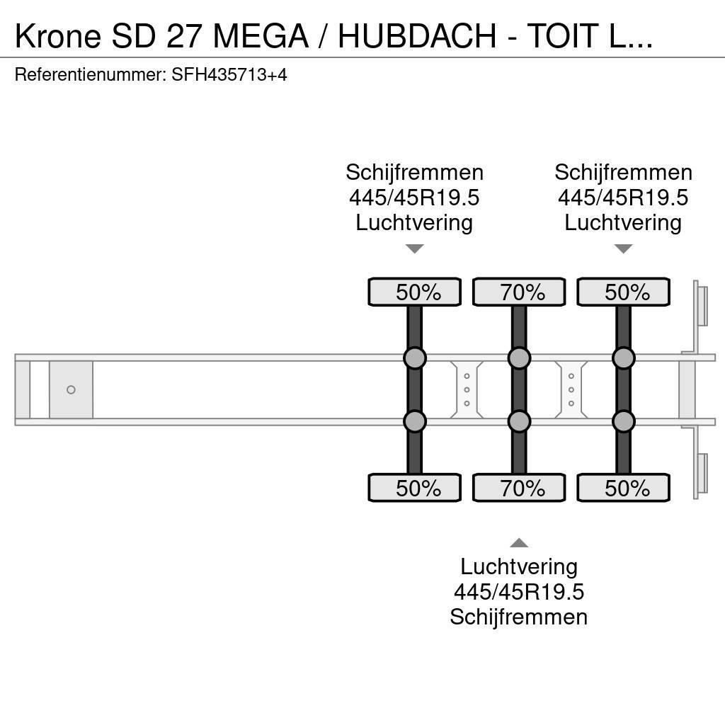 Krone SD 27 MEGA / HUBDACH - TOIT LEVANT - HEFDAK Curtainsider semi-trailers