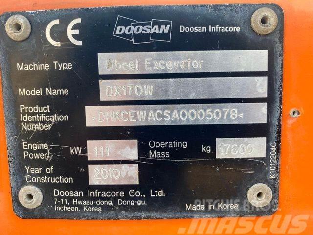 Doosan DX170 W **BJ. 2010 * 9150H/SW/ALL.LTG/Greifer ** Wheeled excavators