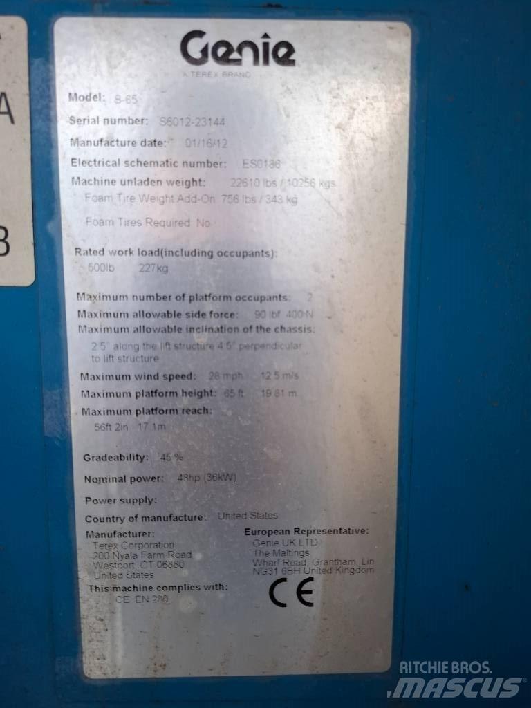 Genie S 65 Teleskooppipuominostimet