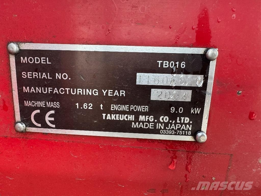 Takeuchi TB 016 Minikaivukoneet < 7t