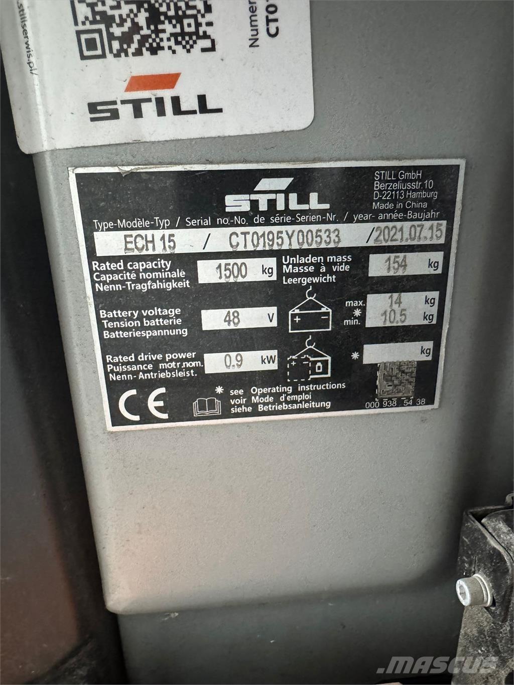 Still ECH 15 Käyden ajettavat pinoamistrukit