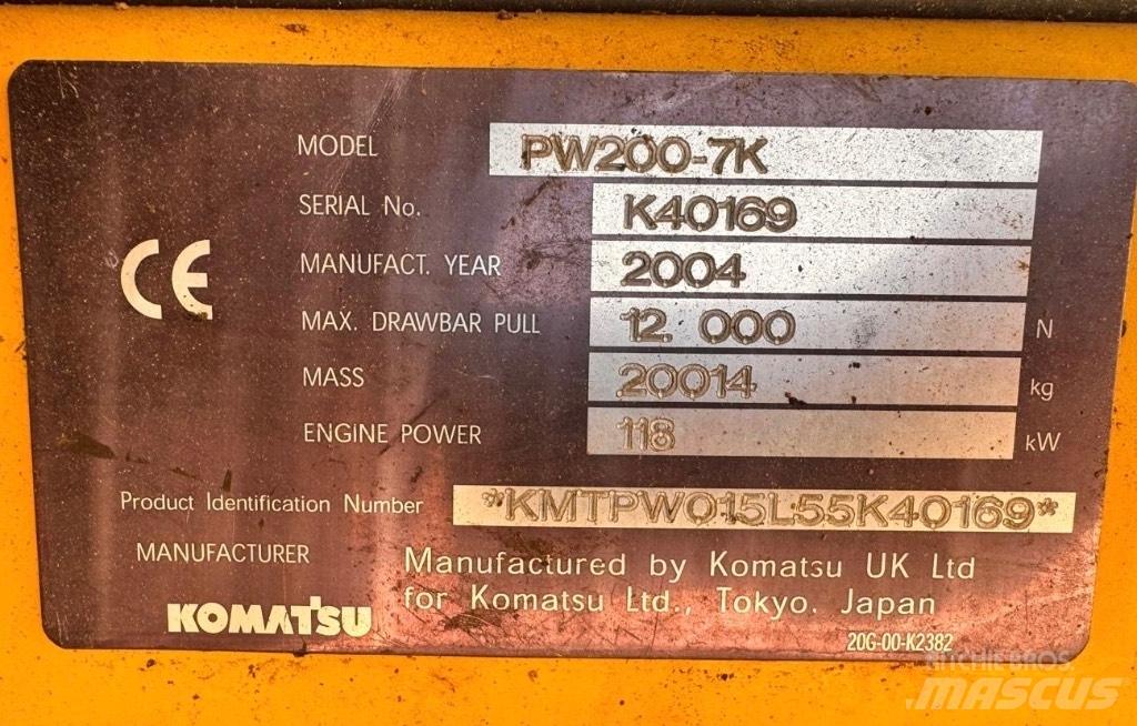 Komatsu PW 200-7K Pyöräkaivukoneet