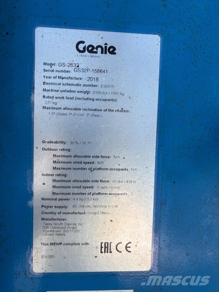 Genie GS 2632 Saksilavat