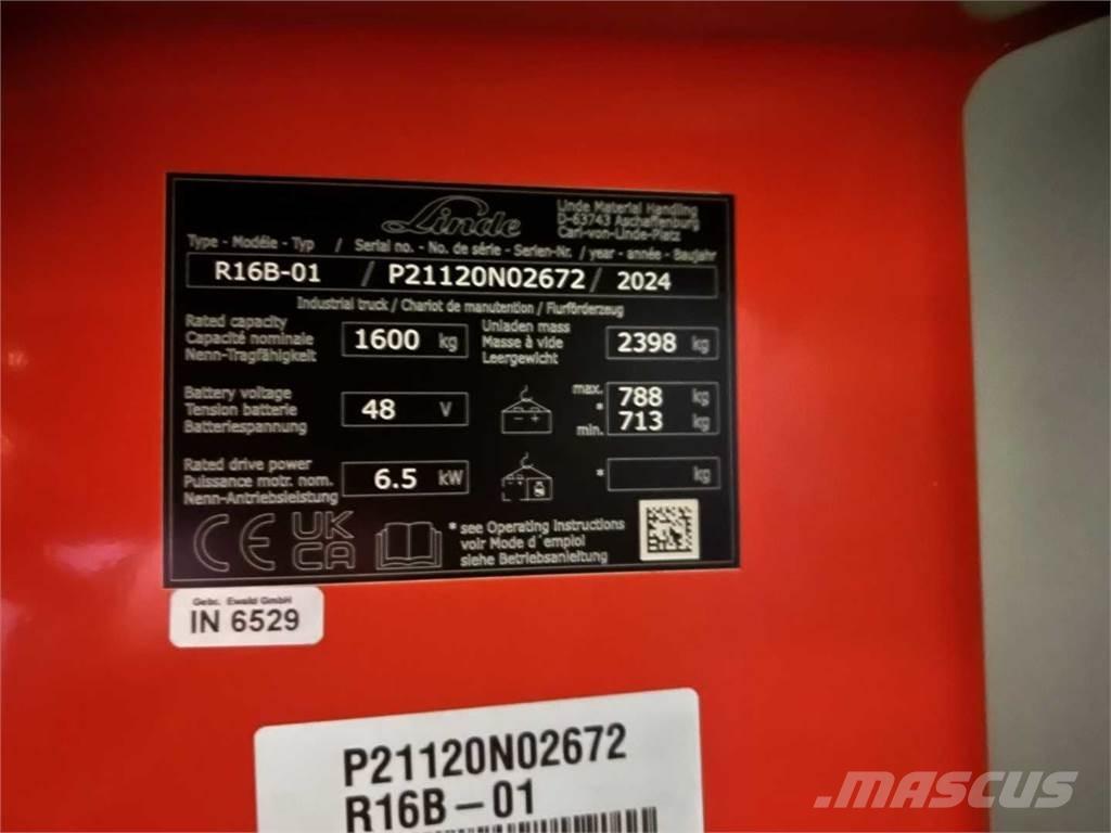Linde R16B Työntömastotrukit