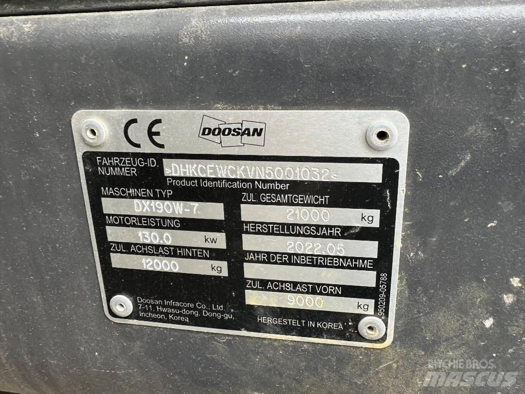 Doosan DX 190 W-7 Pyöräkaivukoneet