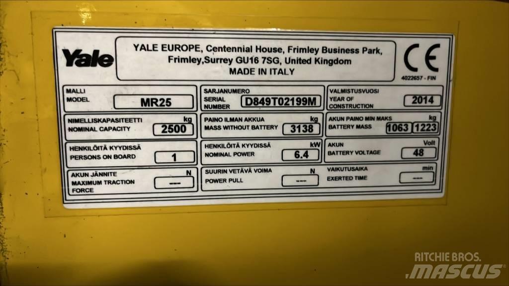 Yale MR25 Työntömastotrukit