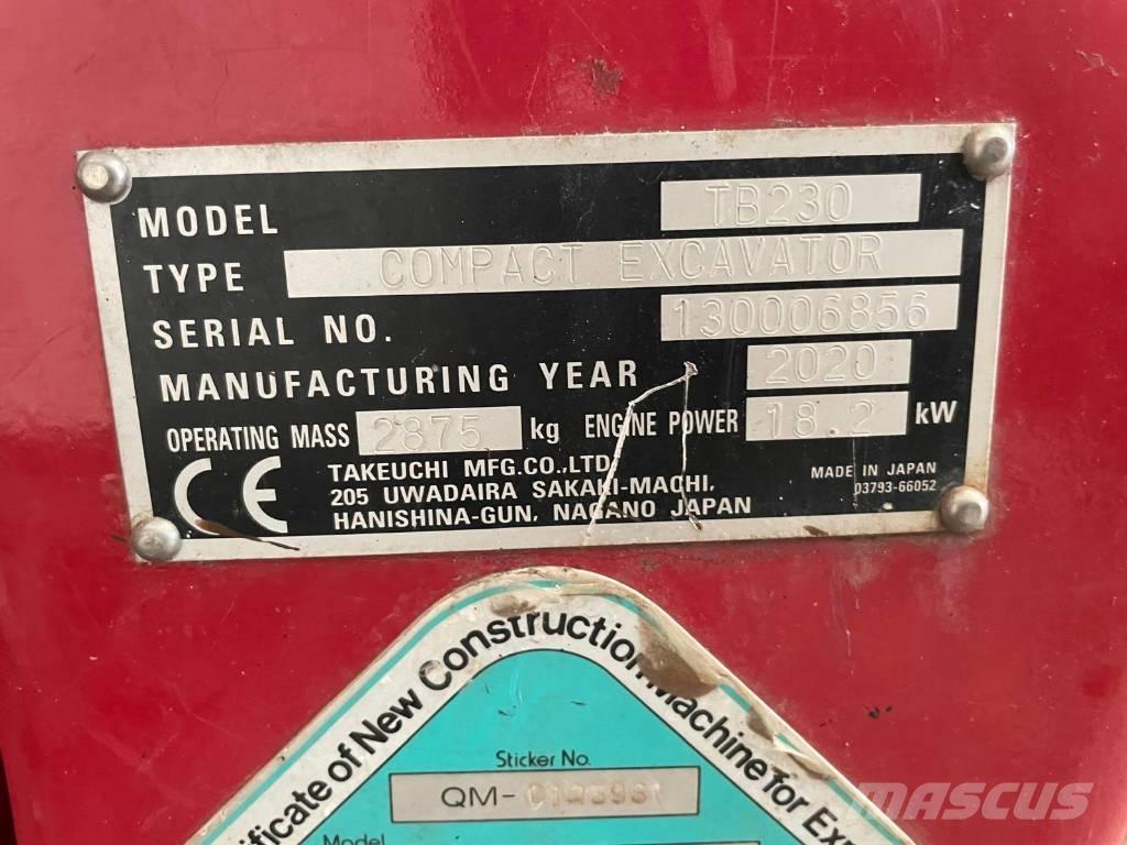 Takeuchi TB 230 Minikaivukoneet < 7t
