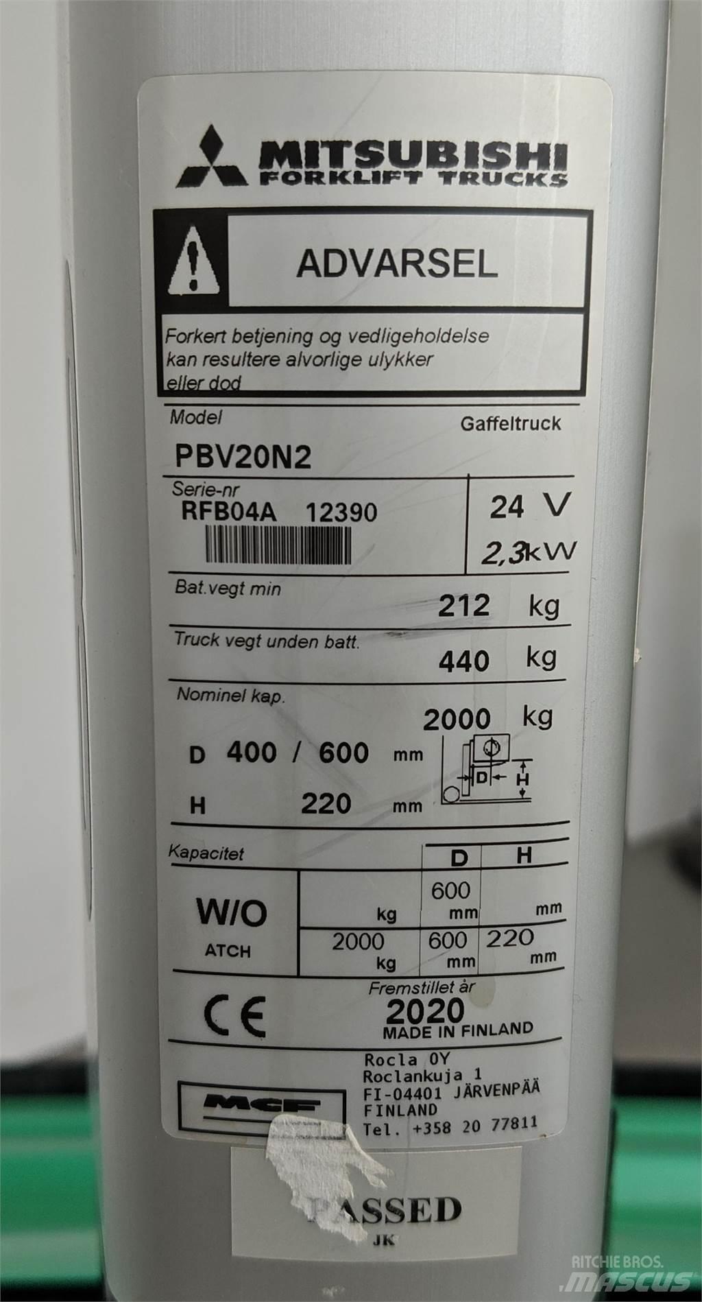 Mitsubishi PBV20N2 Muut haarukkatrukit