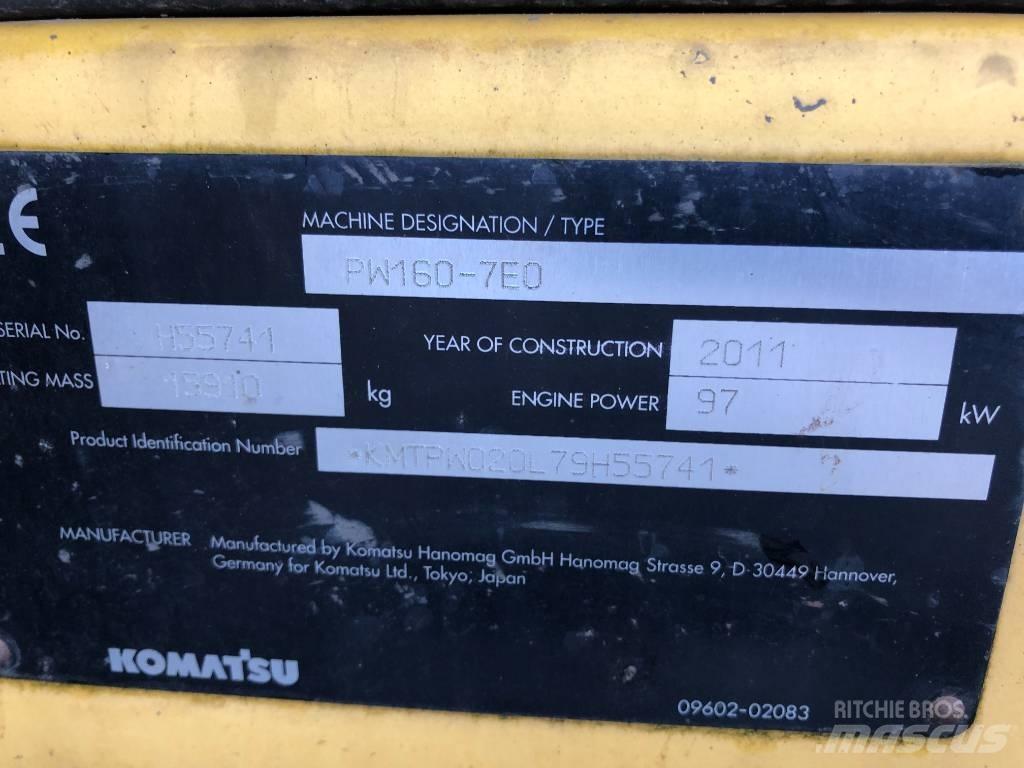 Komatsu PW160-7E0 Pyöräkaivukoneet