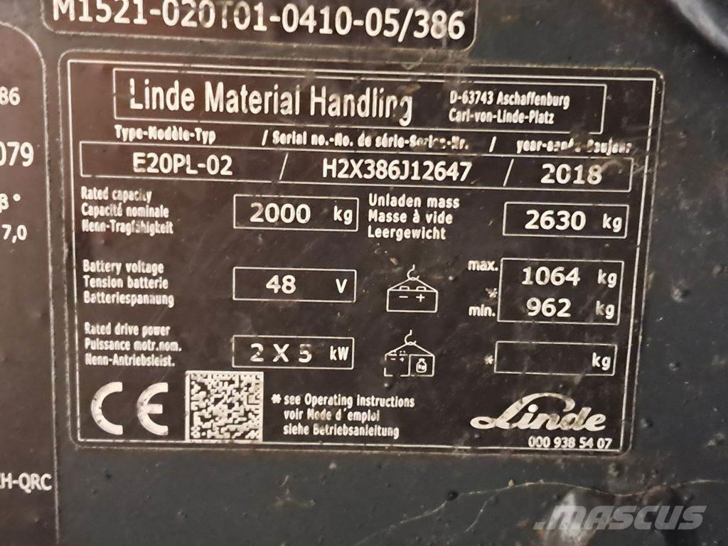 Linde E20PL-02 Sähkötrukit
