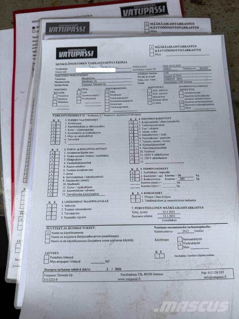 SkyJack SJ 9241 Saksilavat