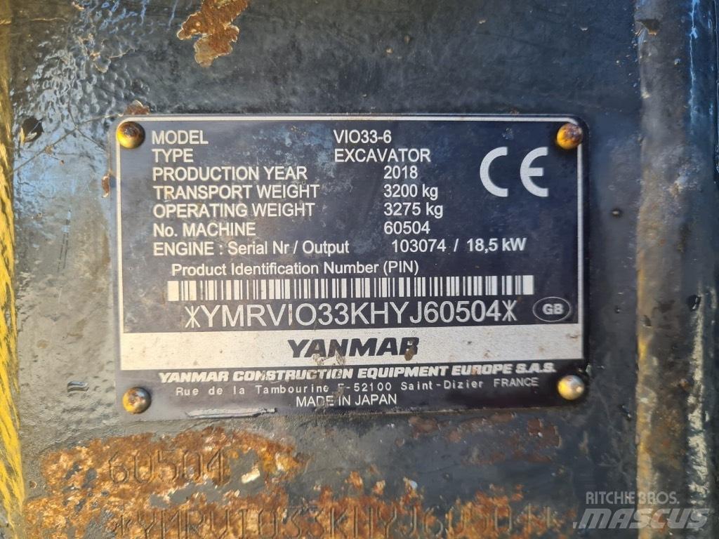 Yanmar VIO33-6 Minikaivukoneet < 7t