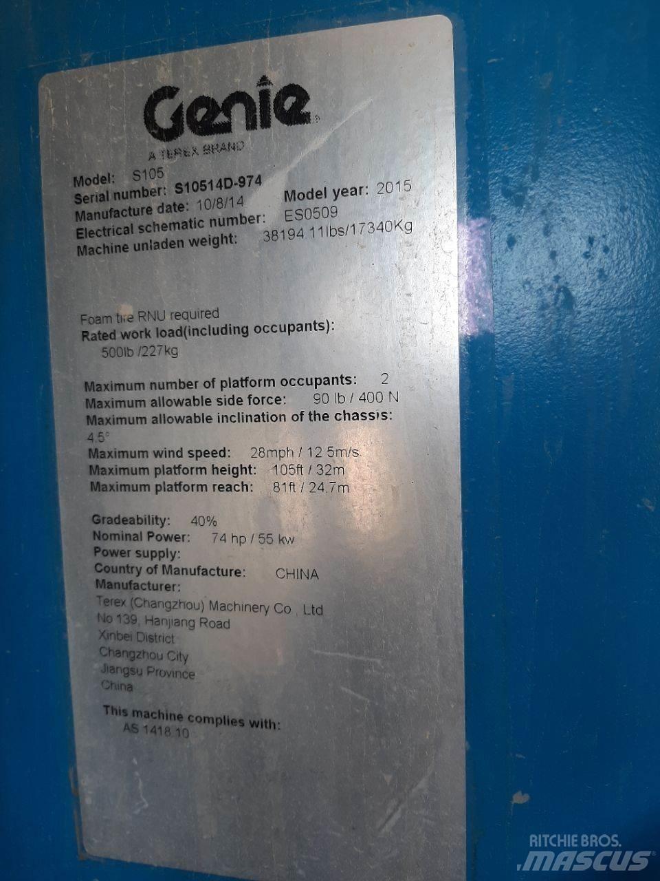 Genie S105 Teleskooppipuominostimet