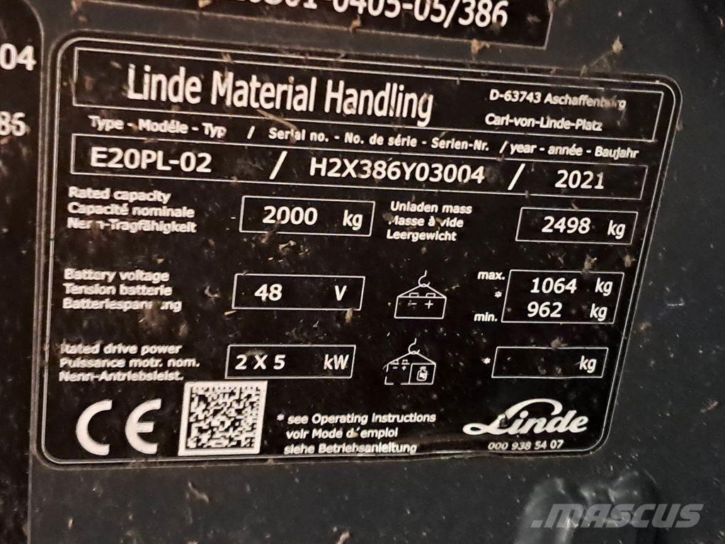 Linde E20PL-02 Sähkötrukit