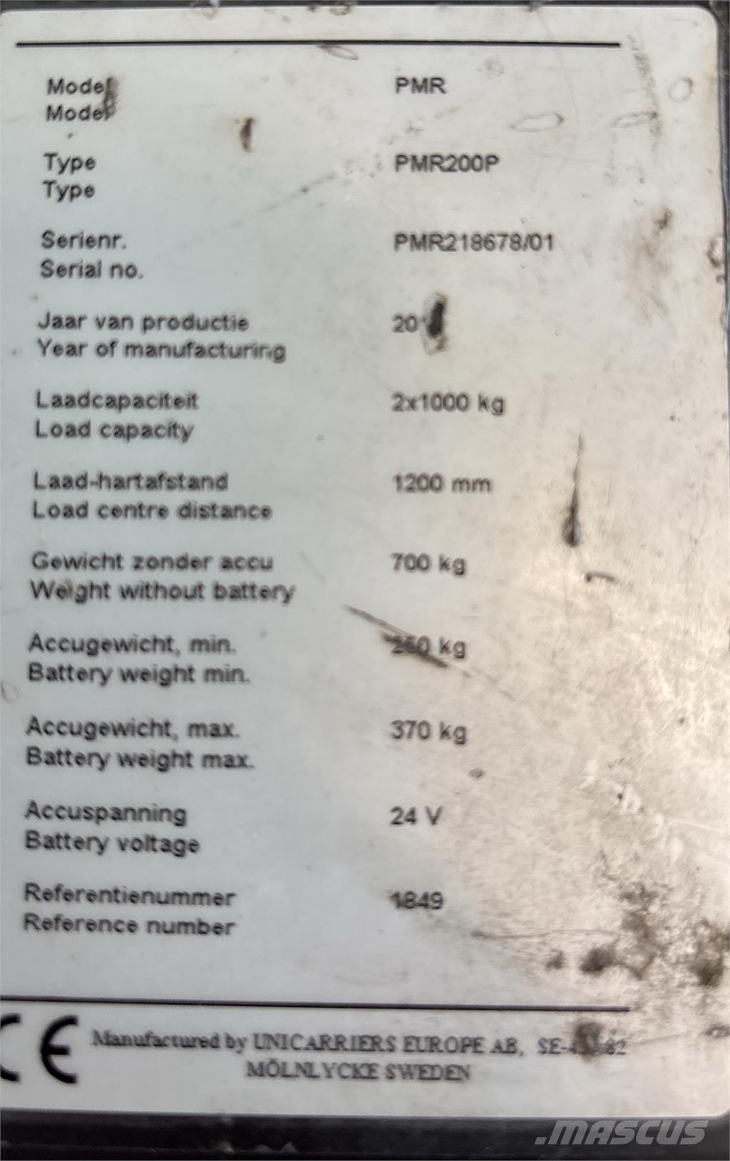 UniCarriers PMR200 Lavatrukit