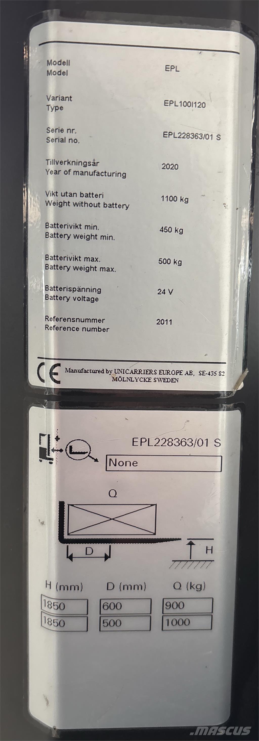 UniCarriers EPL100 Matalakeräilytrukit