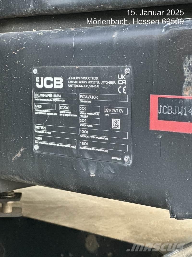 JCB JS145W PLUS Pyöräkaivukoneet
