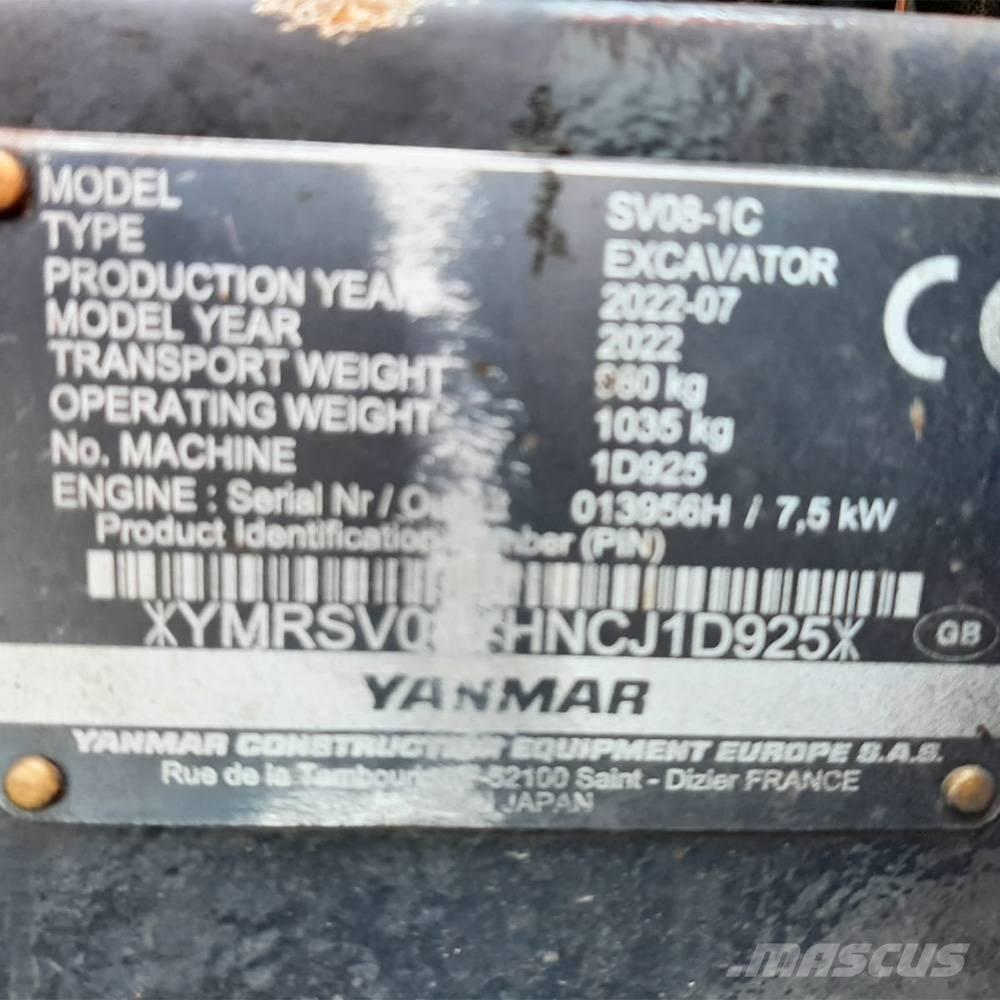 Yanmar SV 08 Minikaivukoneet < 7t