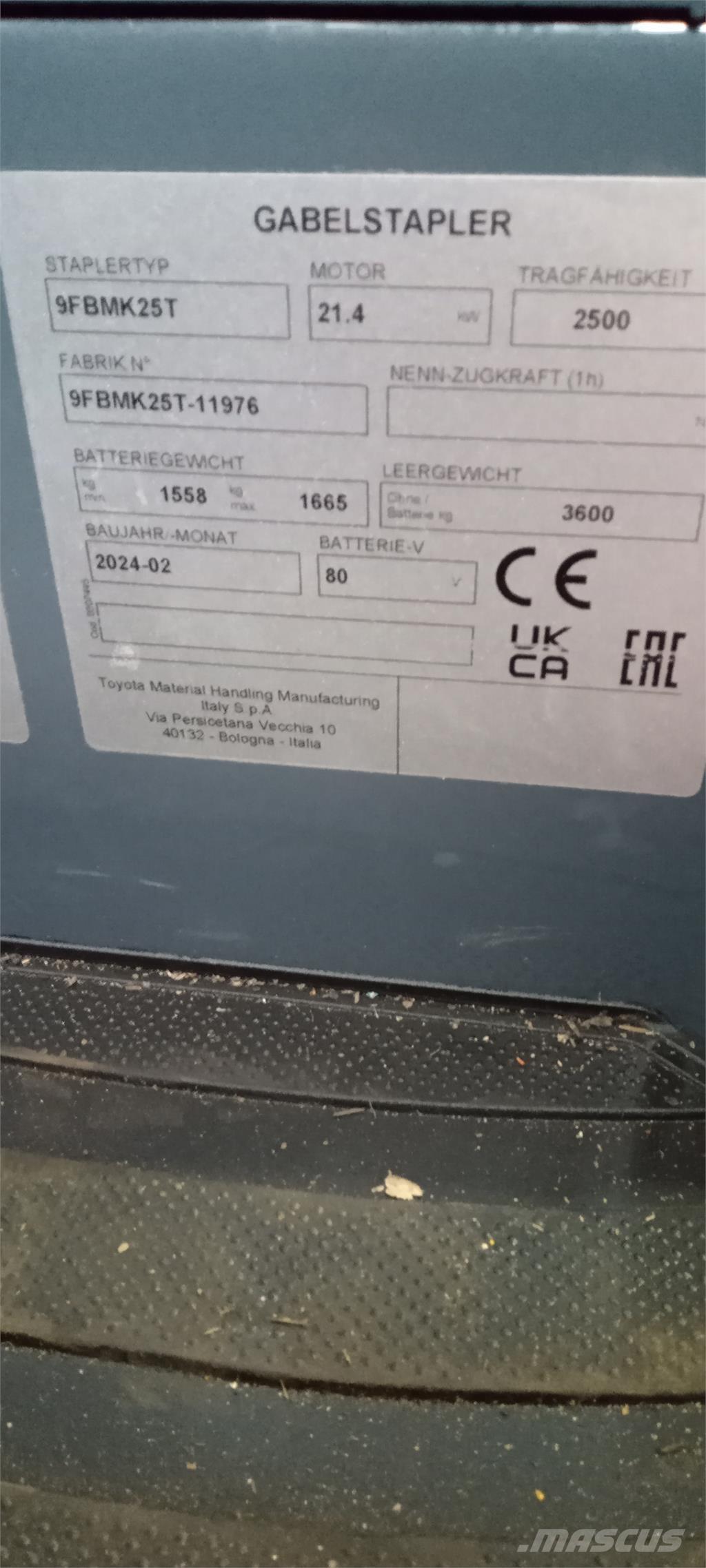 Toyota 9FBMK25T Sähkötrukit