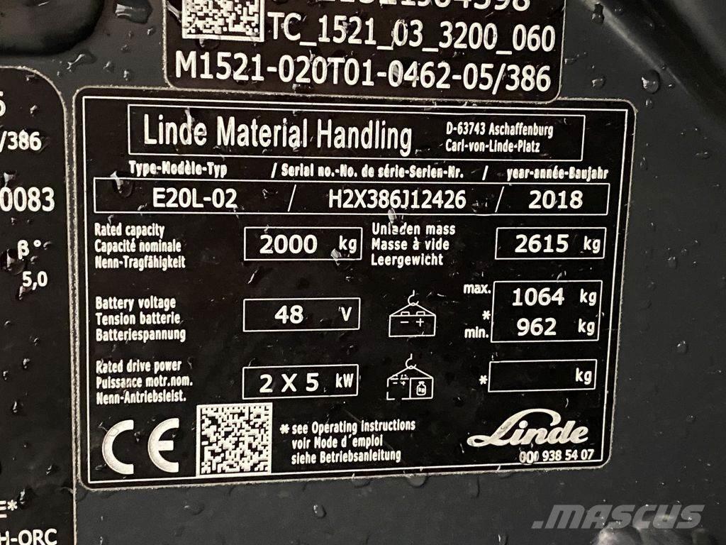 Linde E20L-02 Sähkötrukit