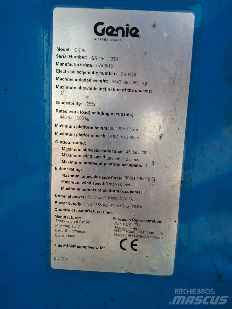 Genie GR 26 J Henkilönostimet ja nostolaitteet