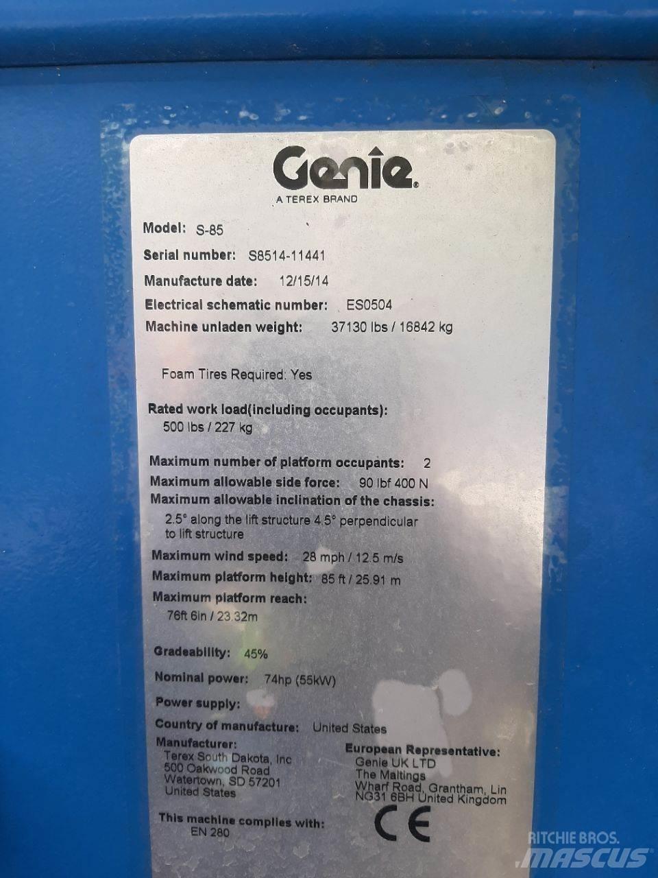 Genie S85 Teleskooppipuominostimet