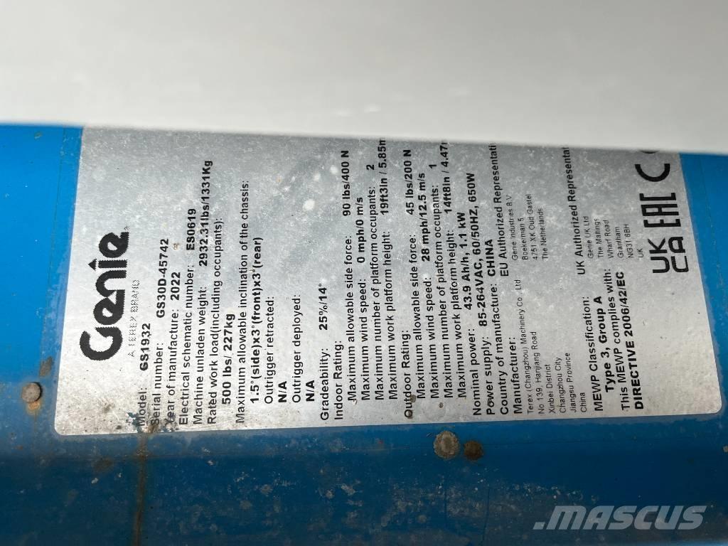Genie GS 1932E-Drive Saksilavat