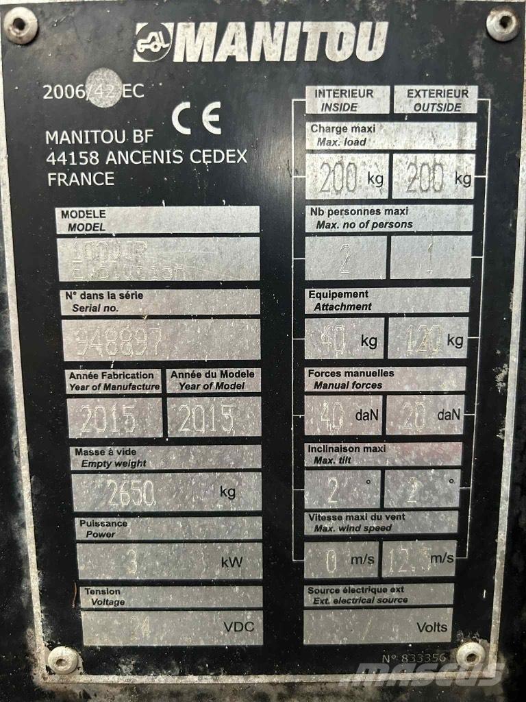 Manitou 100 VJR Henkilönostimet ja nostolaitteet