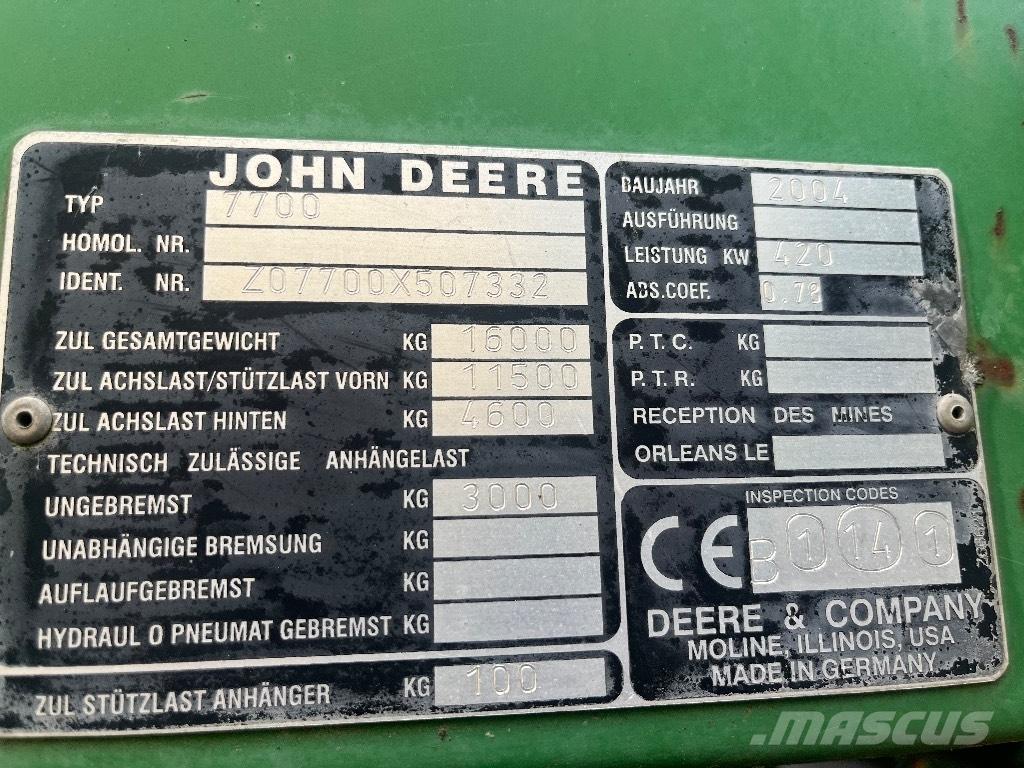 John Deere 7700 Ajosilppurit