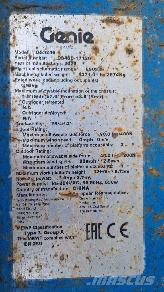 Genie GS 3246 Saksilavat