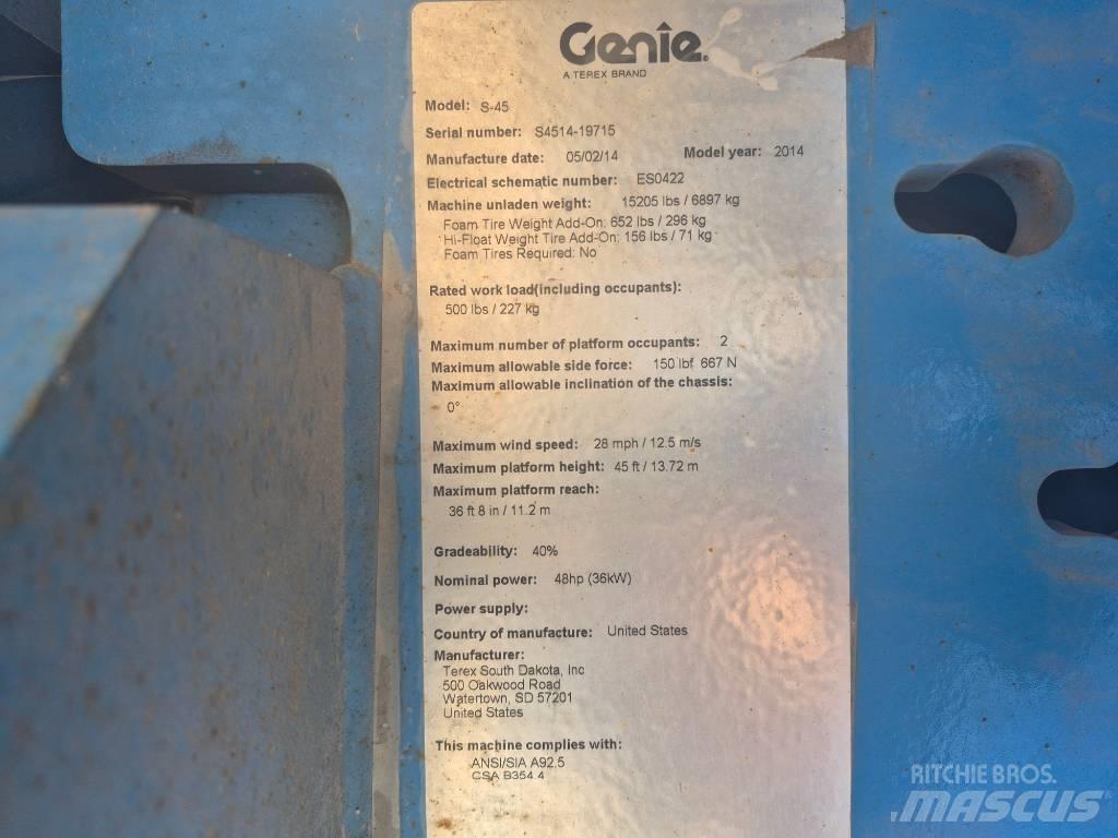 Genie S 45 Teleskooppipuominostimet