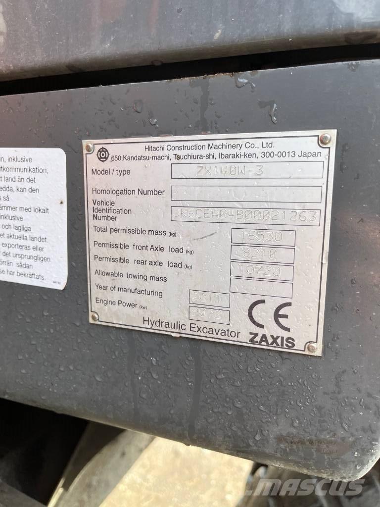 Hitachi ZX140W-3 Pyöräkaivukoneet