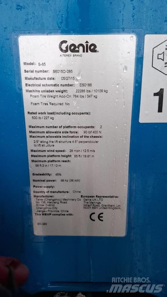 Genie S 65 Teleskooppipuominostimet