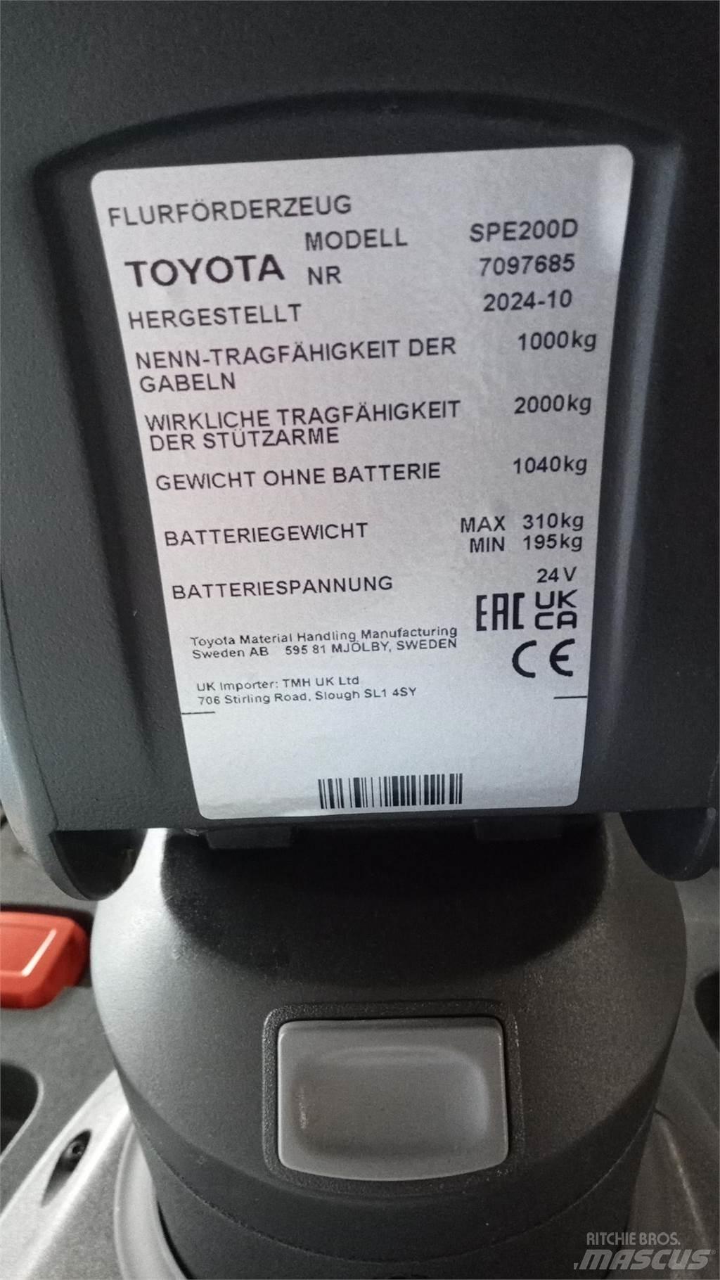 Toyota BT SPE200D Käyden ajettavat pinoamistrukit