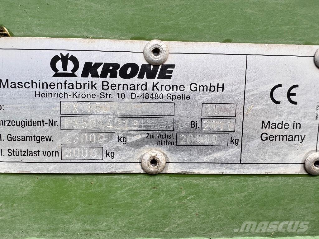 Krone MX 350 GL Keräävät noukinvaunut ja silppurivaunut