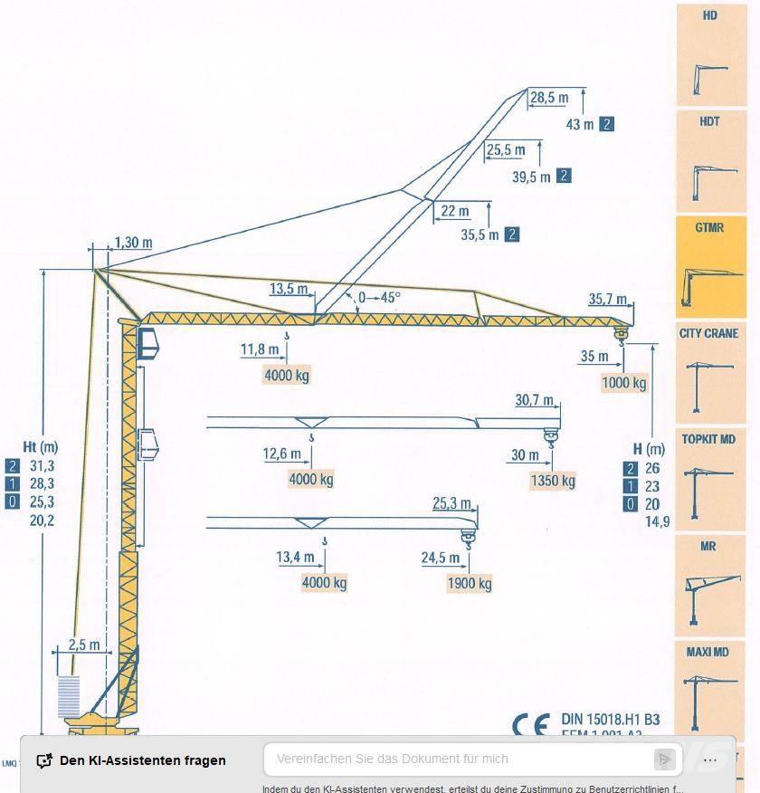 Potain GTMR 331 B Torninosturit