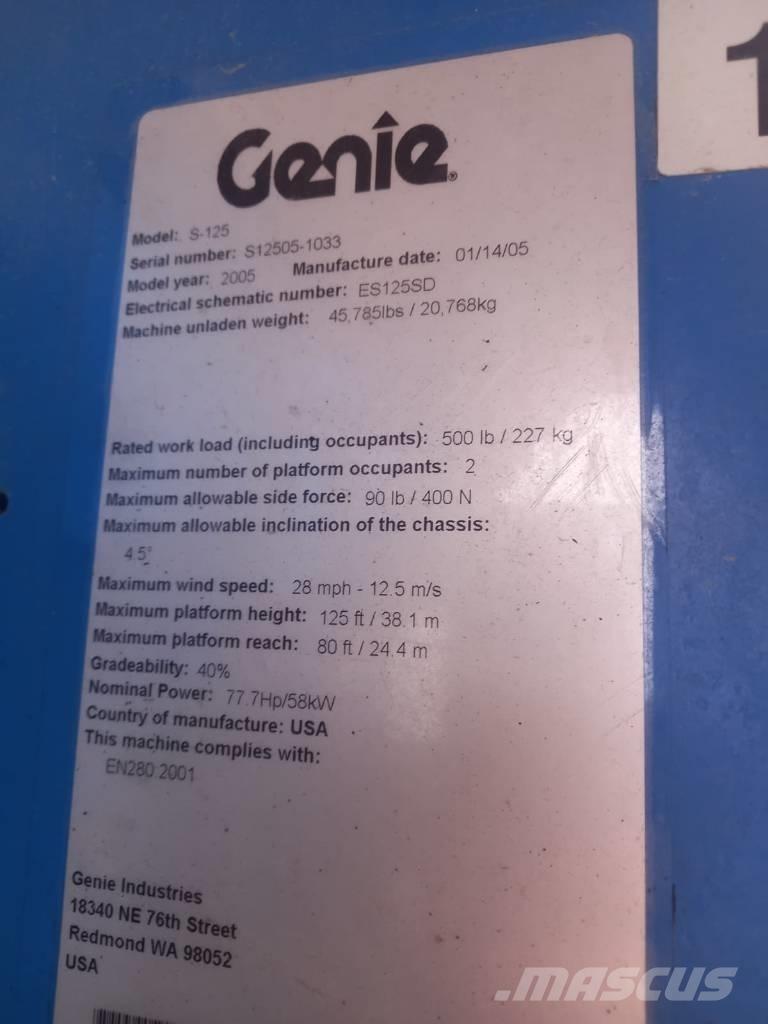 Genie S 125 Teleskooppipuominostimet