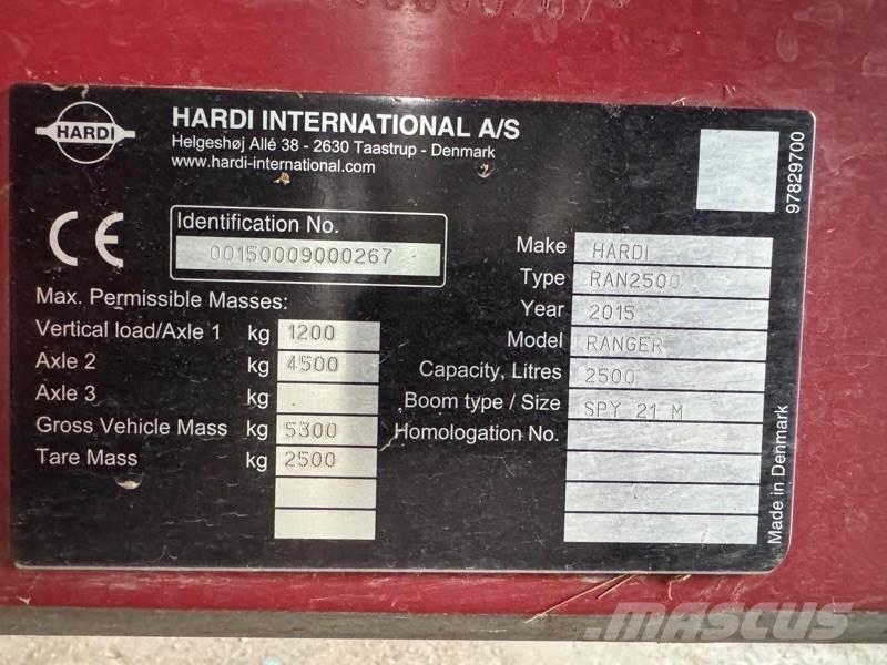 Hardi Ranger 2500 Hinattavat ruiskut