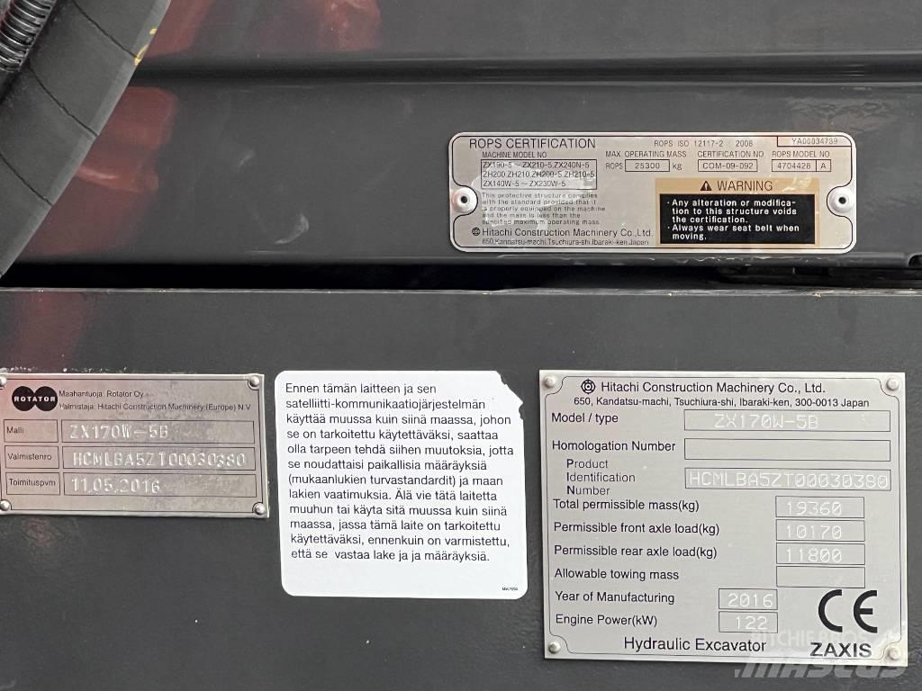 Hitachi ZX 170W-5B Pyöräkaivukoneet