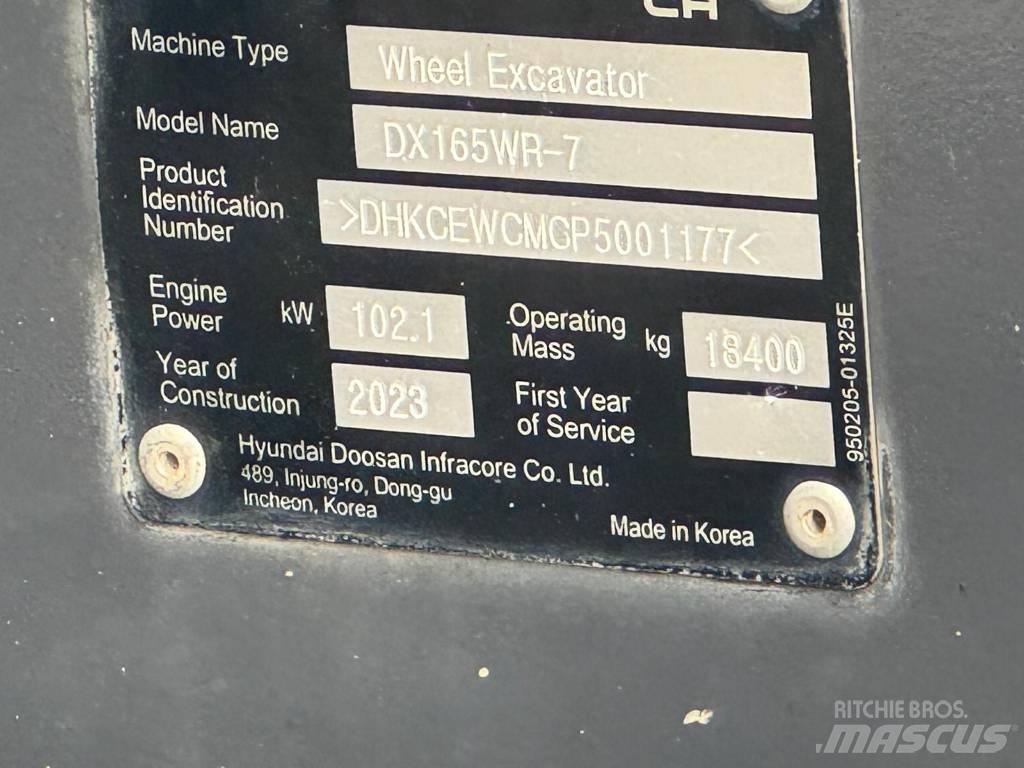 Doosan DX165WR-7 Pyöräkaivukoneet