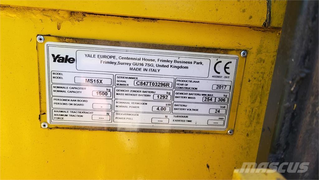 Yale MS15X 2017 Ajettavat pinoamisvaunut