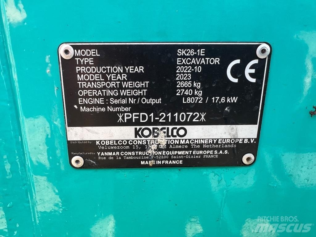 Kobelco SK 26 1E Minikaivukoneet < 7t