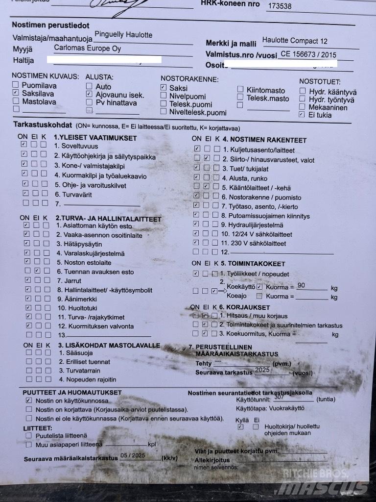 Haulotte Compact 12 Saksilavat