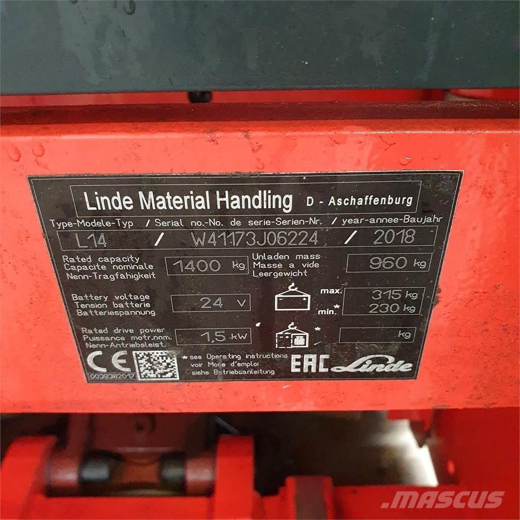Linde L14i Käyden ajettavat pinoamistrukit
