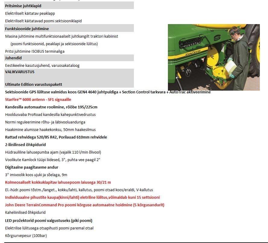 John Deere R 962i Hinattavat ruiskut